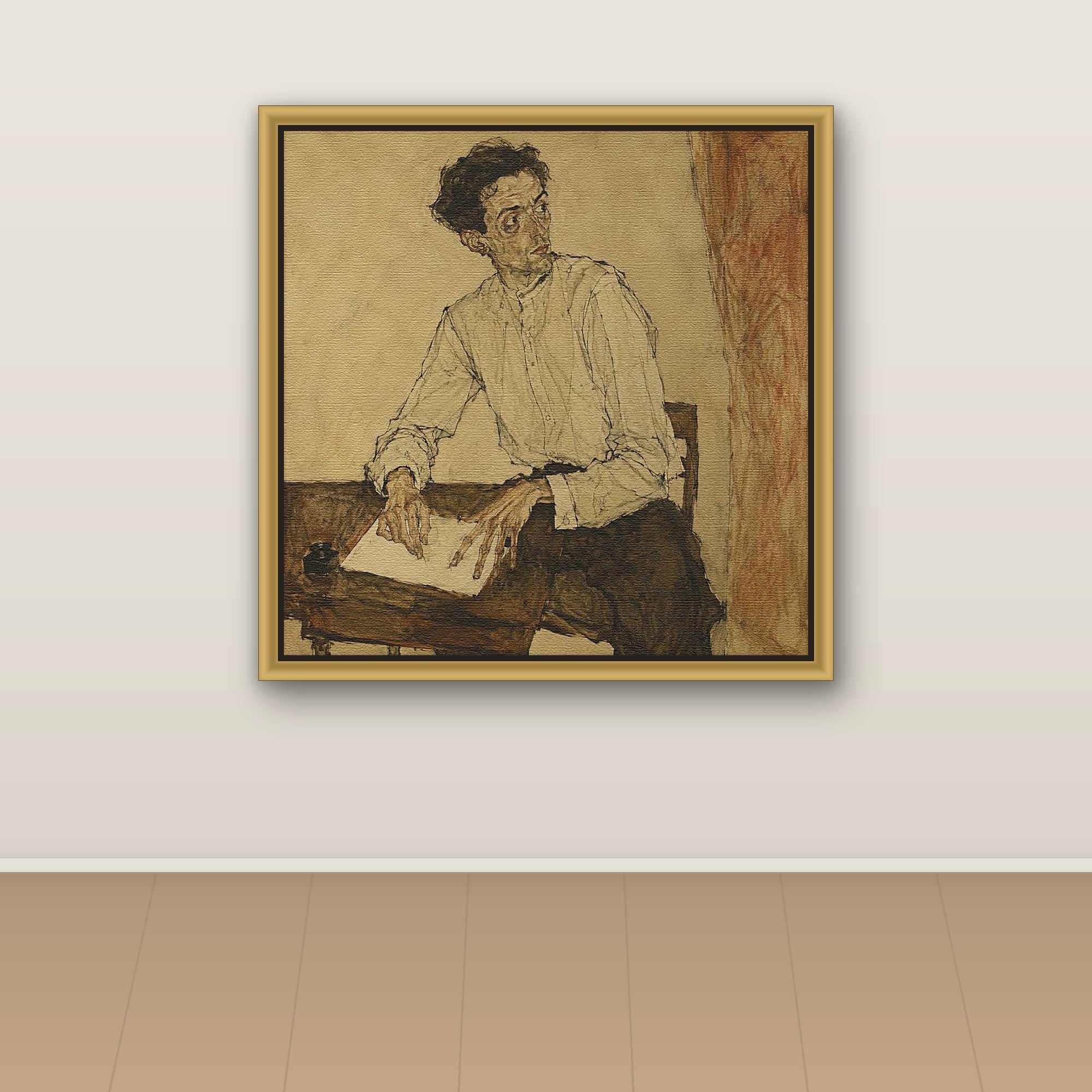 Poet poised over a blank page