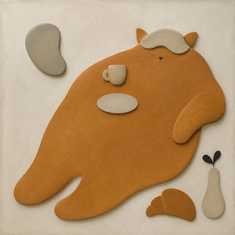 Reclining Orange Tabby, Biomorphic Relief