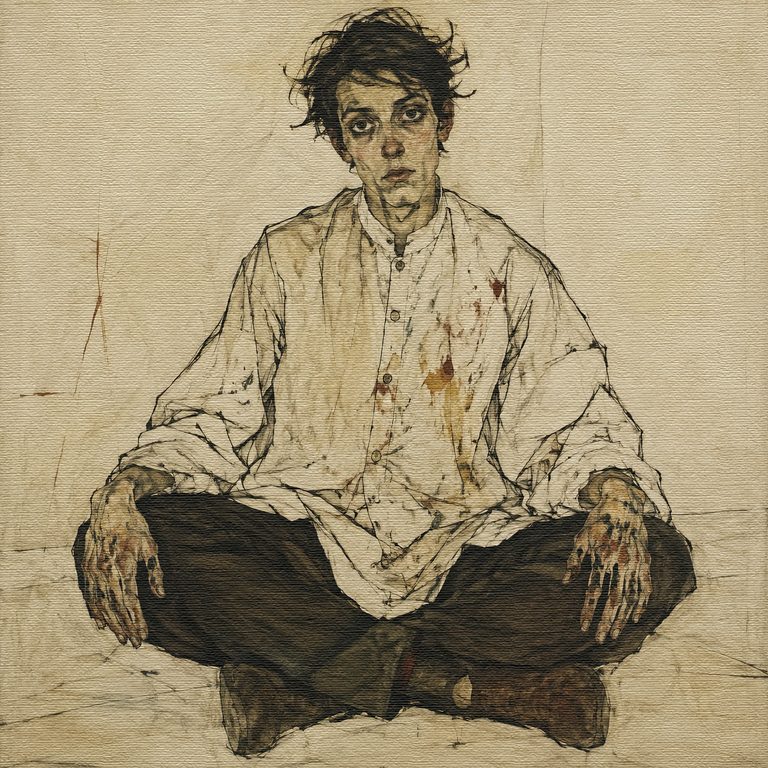 Seated Artist, Hollow Gaze