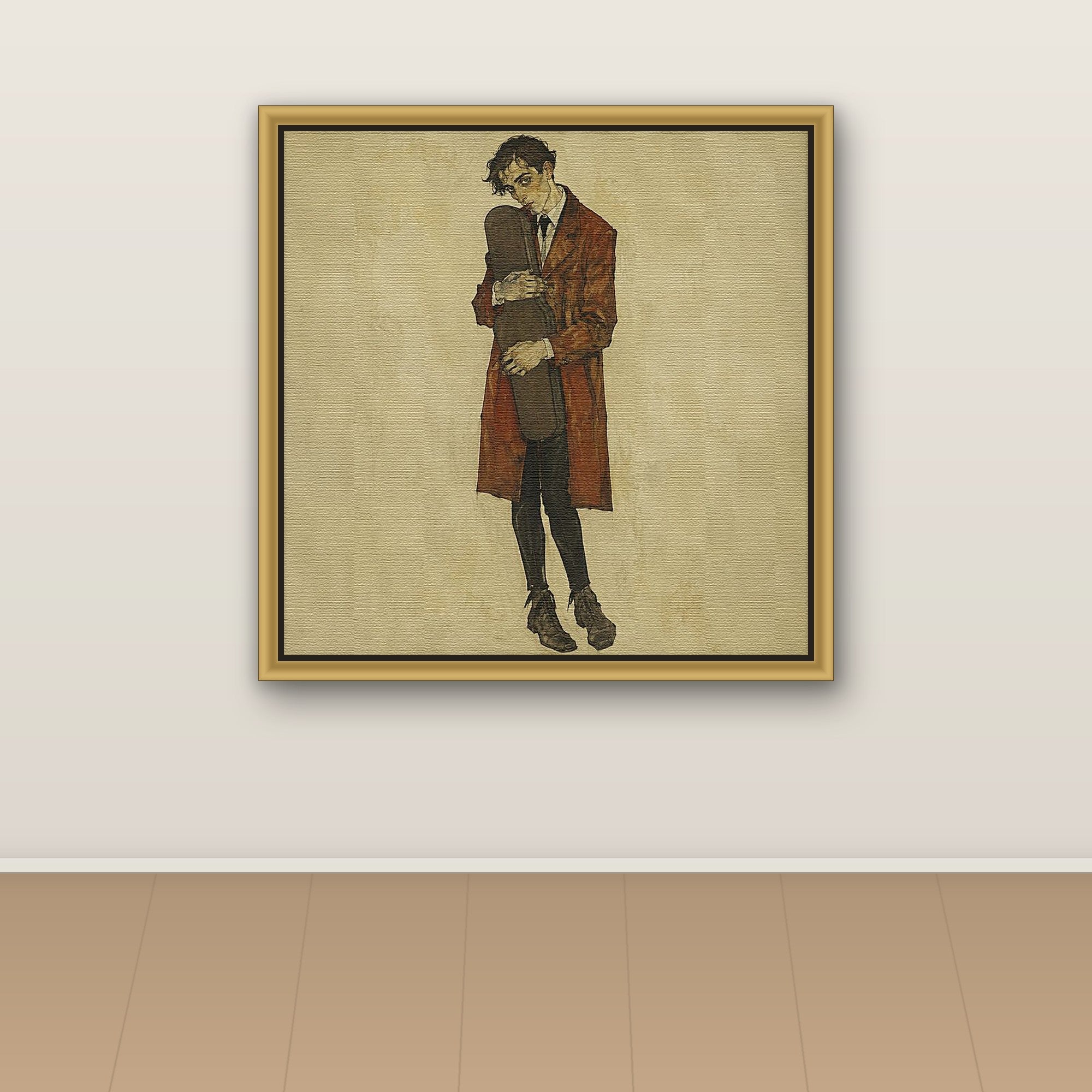 Solitary Violinist with a Closed Case