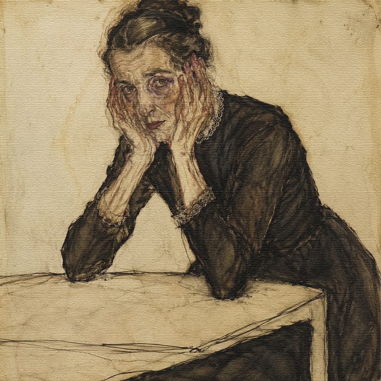Weathered Dignity at Bare Table
