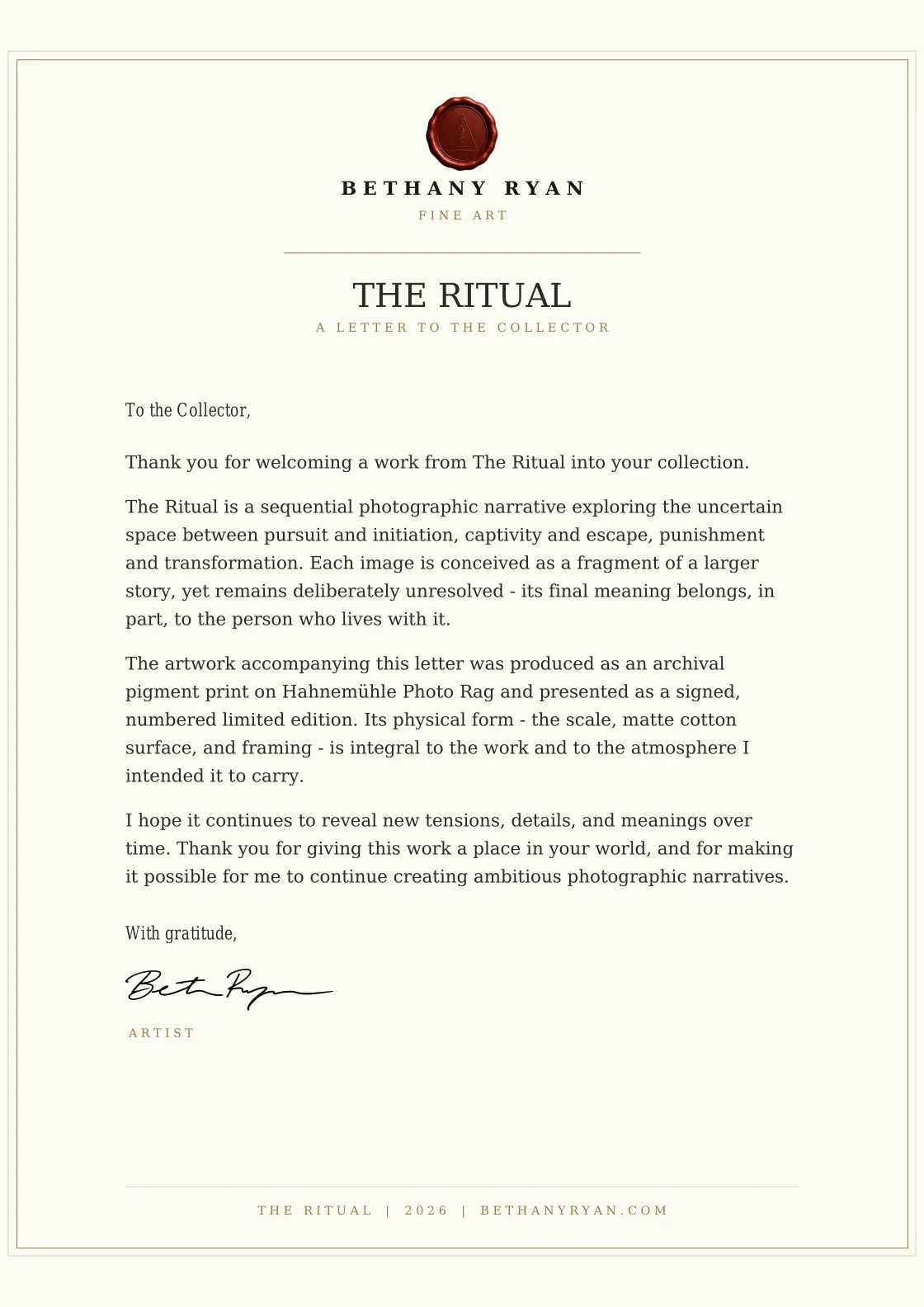 Poison-The Ritual — A letter from the artist