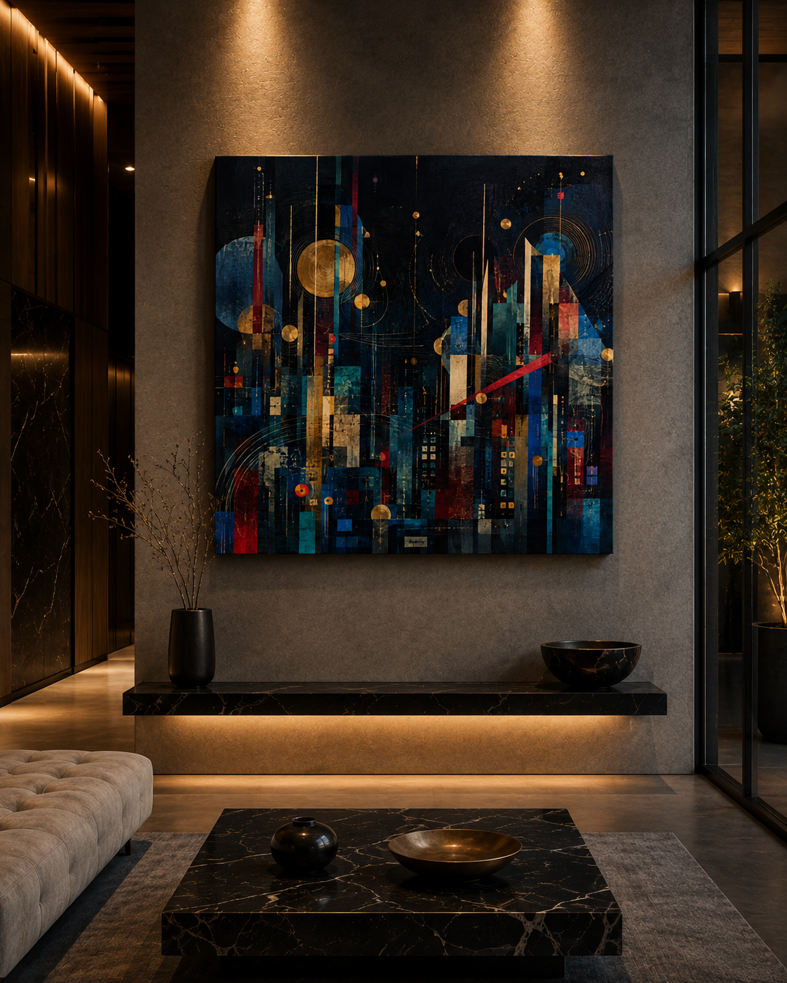 Nocturnal city in teal and gold